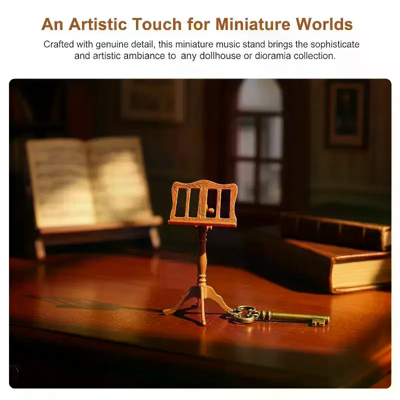 1:12 Miniature Wooden Music Stand Model Carved Detail Stable Base For Dollhouse Sand Table Photo Props