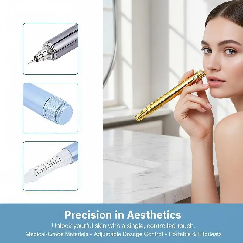 Metal Reusable V4 Injection Pen,60 Unit Adjustable fitting 3ml Empty Cassette Bottle Insulin Injector Pen,Reusable Peptide Pen I