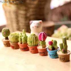 Simulated Cactus Small Potted Plant Micro Landscape Desktop Decorative Resin Crafts Garden Ornament Cartoon Cactus Mini Bonsai