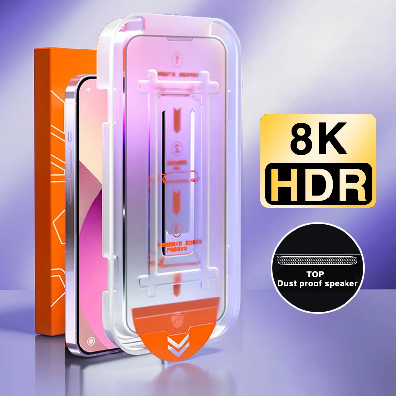 

3Pcs Auto Dust Free Filter Kit HD Clear Tempered Glass for iPhone X XR XS 11 12 13 Mini 14 15 16 Pro Max Plus Screen Protector