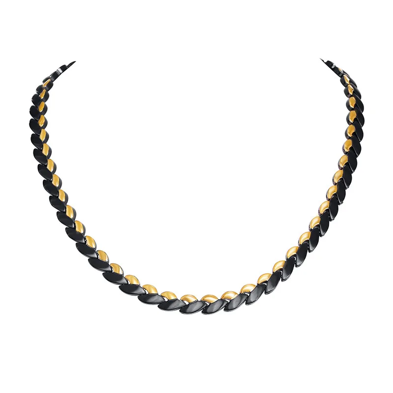 

Нержавеющая сталь здоровье магнитная цепочка ожерелье колье аксессуар для мужчин женщин золотой и черный 8 мм 19,6 дюймов CNC-008