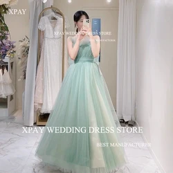 XPAY Sage Green Korea Evening Dresses Customized Wedding Photo Shoot Tulle Floor Length Prom Gown Formal Party Dress Corset Back