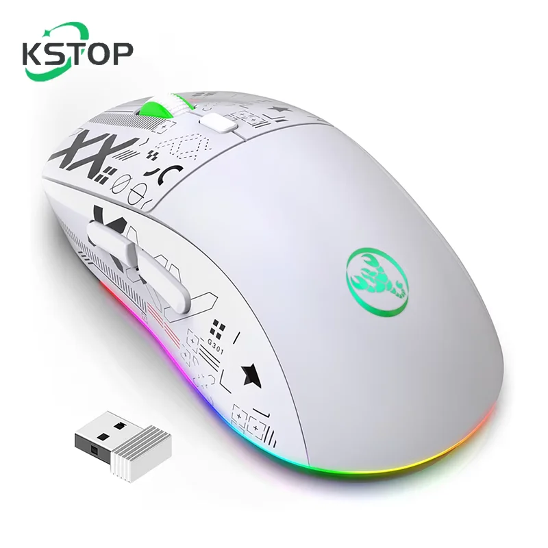 KSTOP T90 2.4G Wireless Mechanical Mouse RGB Gaming Mouse Ergonomic 3600DPI Bluetooth Mouse 6 RGB Lighting Modes Mice For Gaming