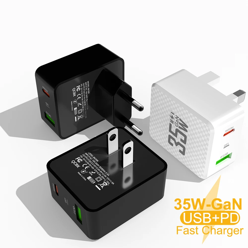 2 Ports Mini 35W GaN USB Typ C Ladegerät QC3.0 Tragbares Schnellladen für iPhone 14 Pro Xiaomi 13 Samsung KR/EU/US/UK Stecker – Detail 7