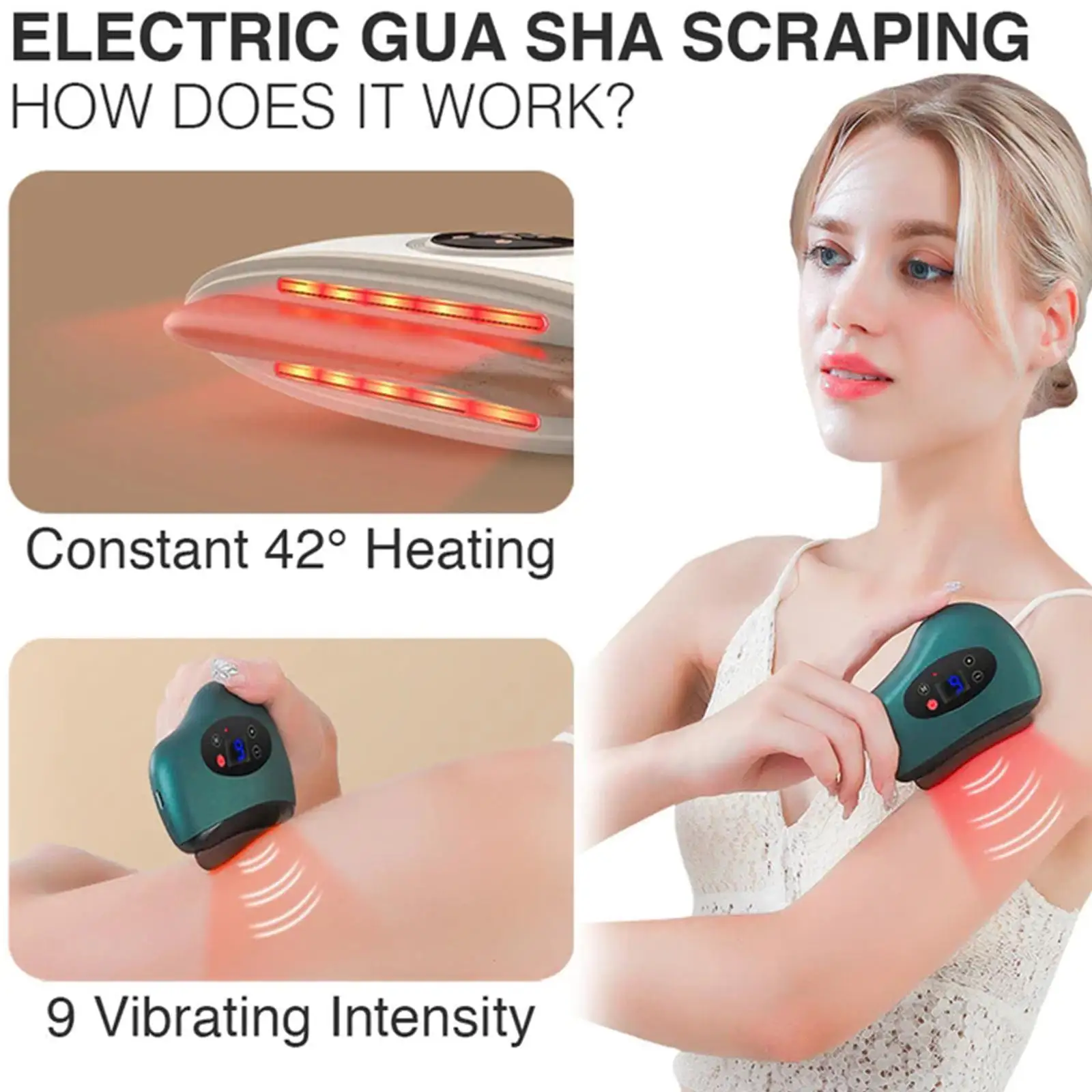 Electric Scraping Board Massage Stone Gua Sha Scraper Compress Device Tool RelaxationMassage Vibration Facial Lifting Hot E0F9