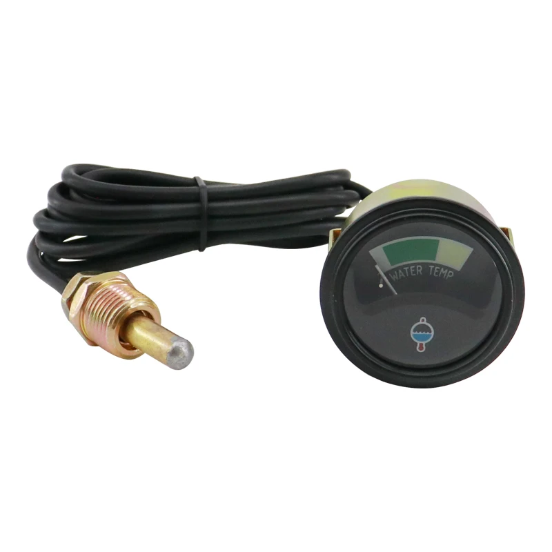 52mm Water Temperature Gauge Black Bezel Water Temp Meter with Color Zone Indicator with Water Temp Sensor 12V Electric Gauge