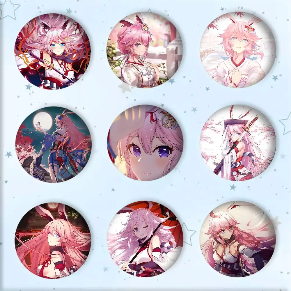 Anime Game Honkai Impact 3 Yae Sakura Badge Tinplate DIY Backpack Clothing Accessories Jewelry Pins