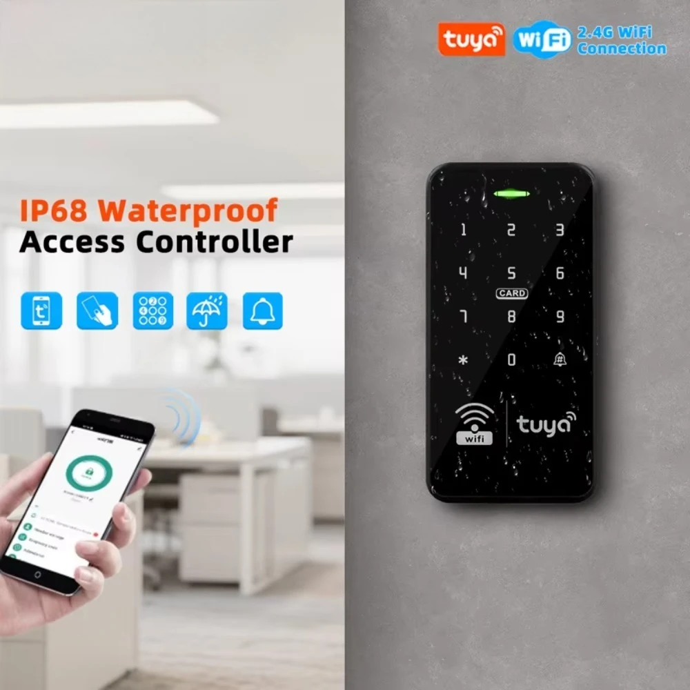 Waterproof Smart Tuya WiFi Access Controller Keypad 125KHz/13.56MHz RFID Card Password Keyboard Opener APP Unlock