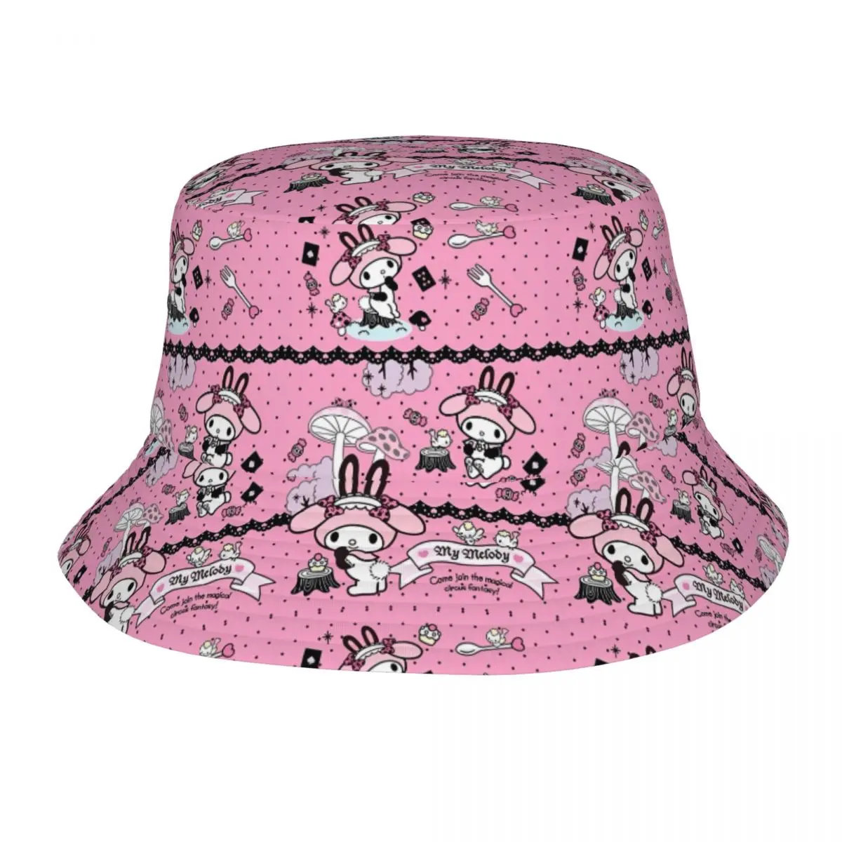 

Anime My Melody Bucket Hat Hip Hop Fisherman Caps Foldable Fishing Sun Hats For Unisex Casual Printed Cap