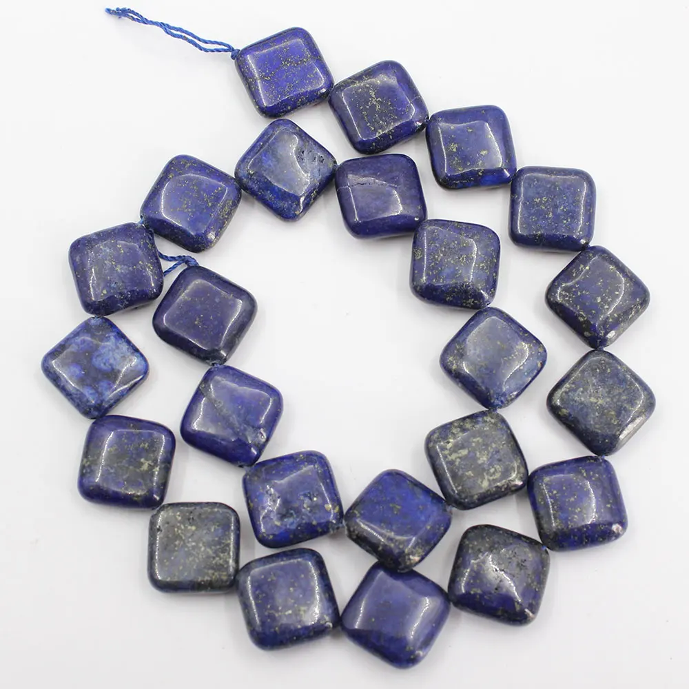 

APDGG 14MM Natural Blue Lapis Lazuli Smooth Square Shape Loose Beads 15.5" Strand For Necklace Jewelry Making DIY