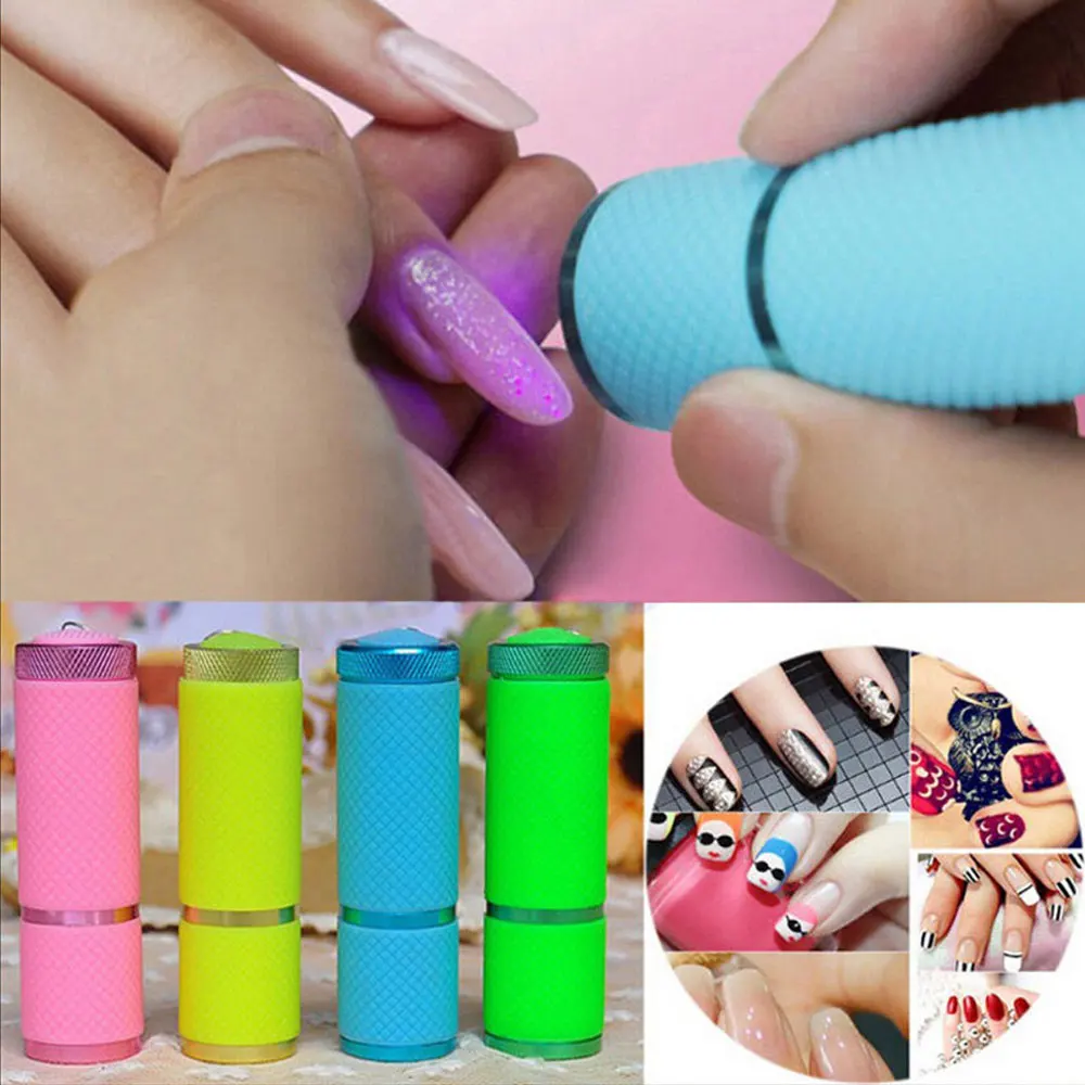 Mini 395nm UV Flashlights Flash Light for LED UV Gel Curing Lamp Light Handheld Nail Dryer Nail Flashlight 9 LEDs Detector