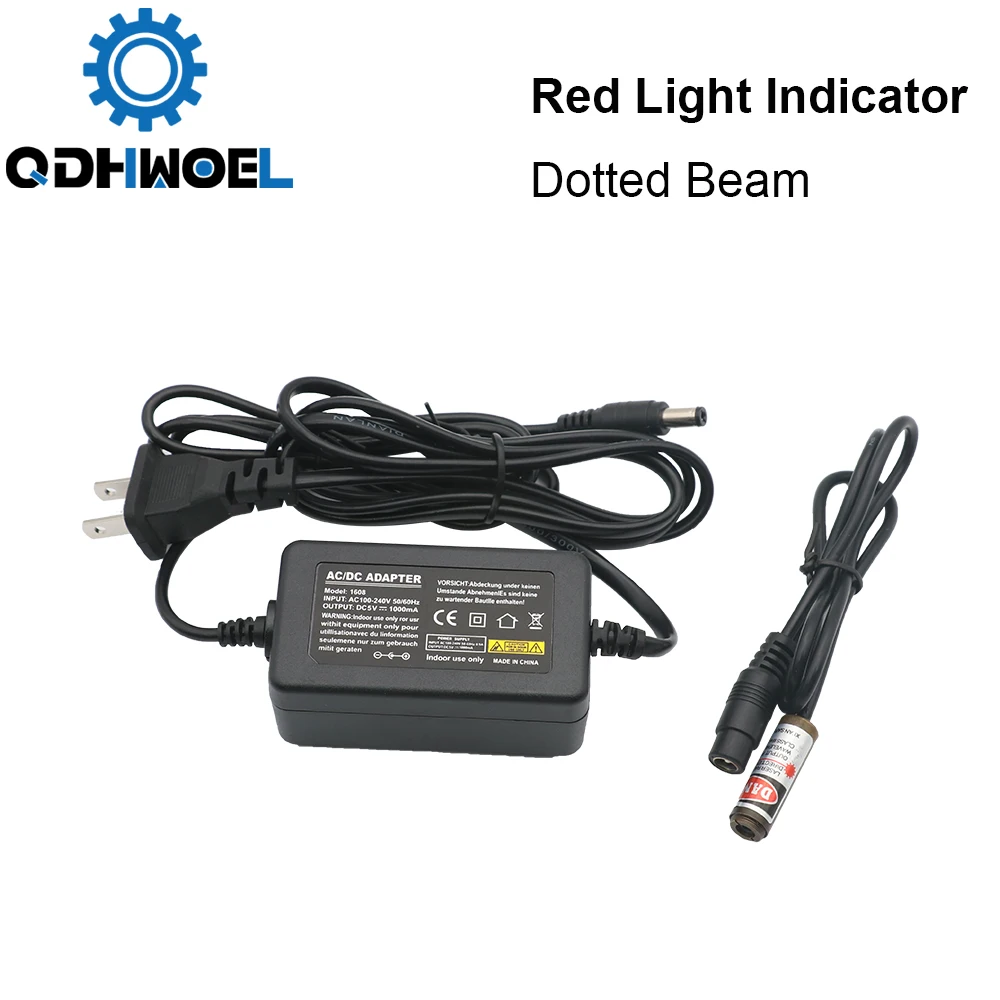 

QDHWOEL Red Dotted Beam Light 650nm 5V Infrared Adjustable Laser Module Locator + Adapter for Fiber Marking or Cutting Machine