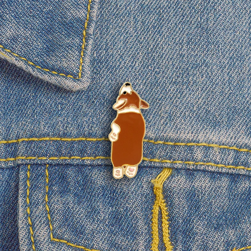 Cute Corgi Enamel Pins Dog Sleep Brooches Alloy Animals Bag Jeans Shirt Badges Jewelry Accessories Gifts for Friends Kids