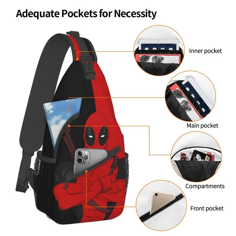 Custom Casual Deadpool Sling Crossbody Backpack Men Shoulder Chest Bags for Traveling