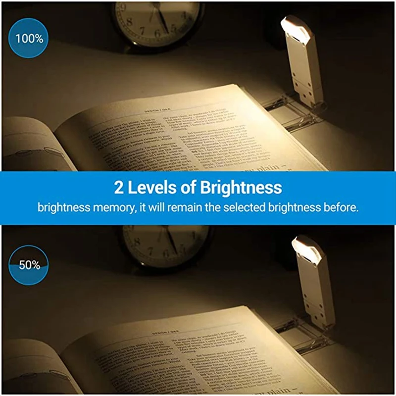 LED Card Book Light USB Rechargeable Reading Light Bedside Clip-On Adjustable Portable Bookmark Light