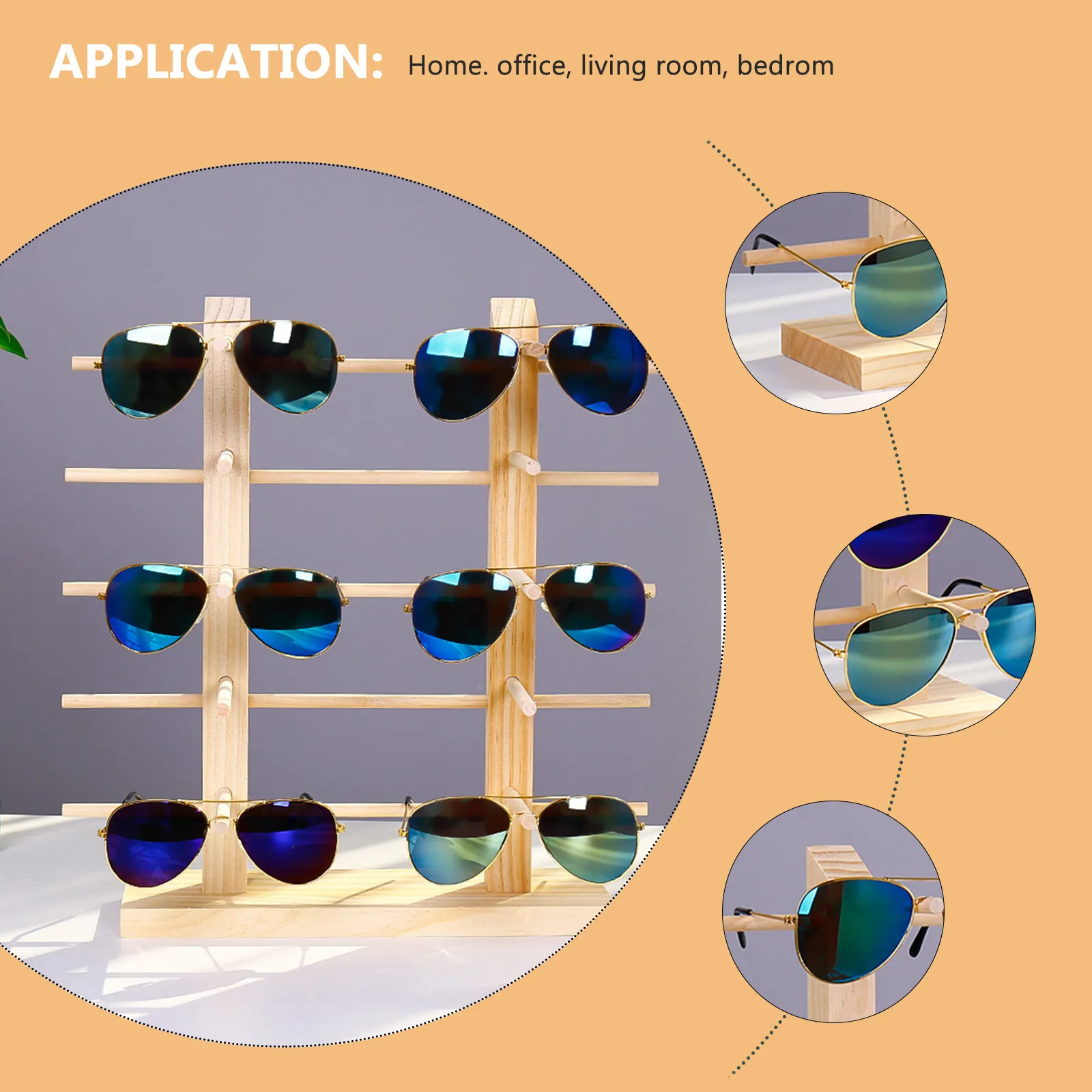 1Pcs Wooden Glasses Holder Desktop Display Stand Sunglasses Organizer Rack Practical Eyeglass Storage for Home Retail