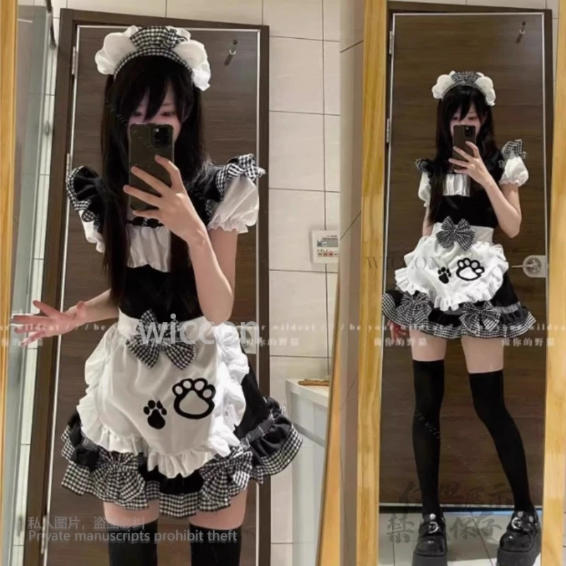 

Halloween Carnival Cute Lolita Dress Maid Dress Set Loose Fancy Daily Fashionable Dress Polyester Fiber Lantern Sleeve Elastic