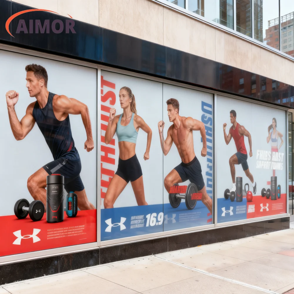 AIMOR Customized window film glass advertising print image printing logo one-way perspective privacy film decoration sticker