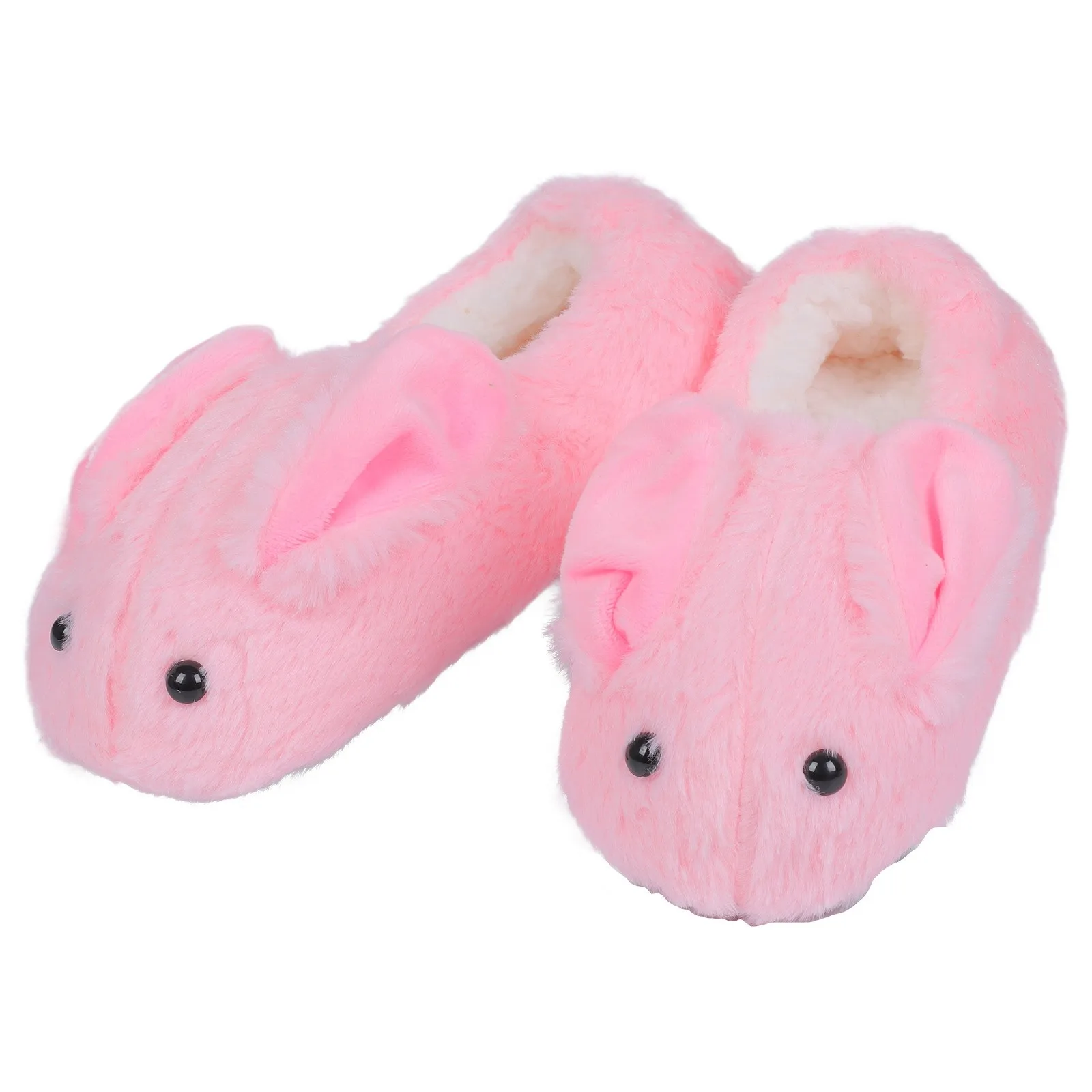 Cute Animal Winter Warm Shoes Women Heel Cover Home Floor Slippers Soft Fur Indoor Fluffy House Bedroom Slides For Girls