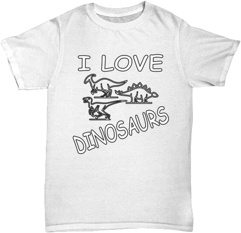 Prehistoric T-Shirt, I Love Dinosaurs, Dinos Gift, White Tee