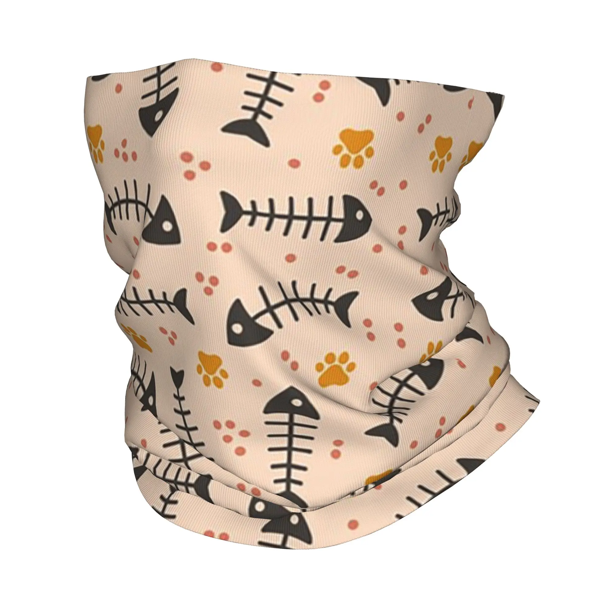 

Fish Bone Light Pastel Pattern Bandana Neck Cover Printed Wrap Scarf Multi-use Headwear Riding Unisex Adult