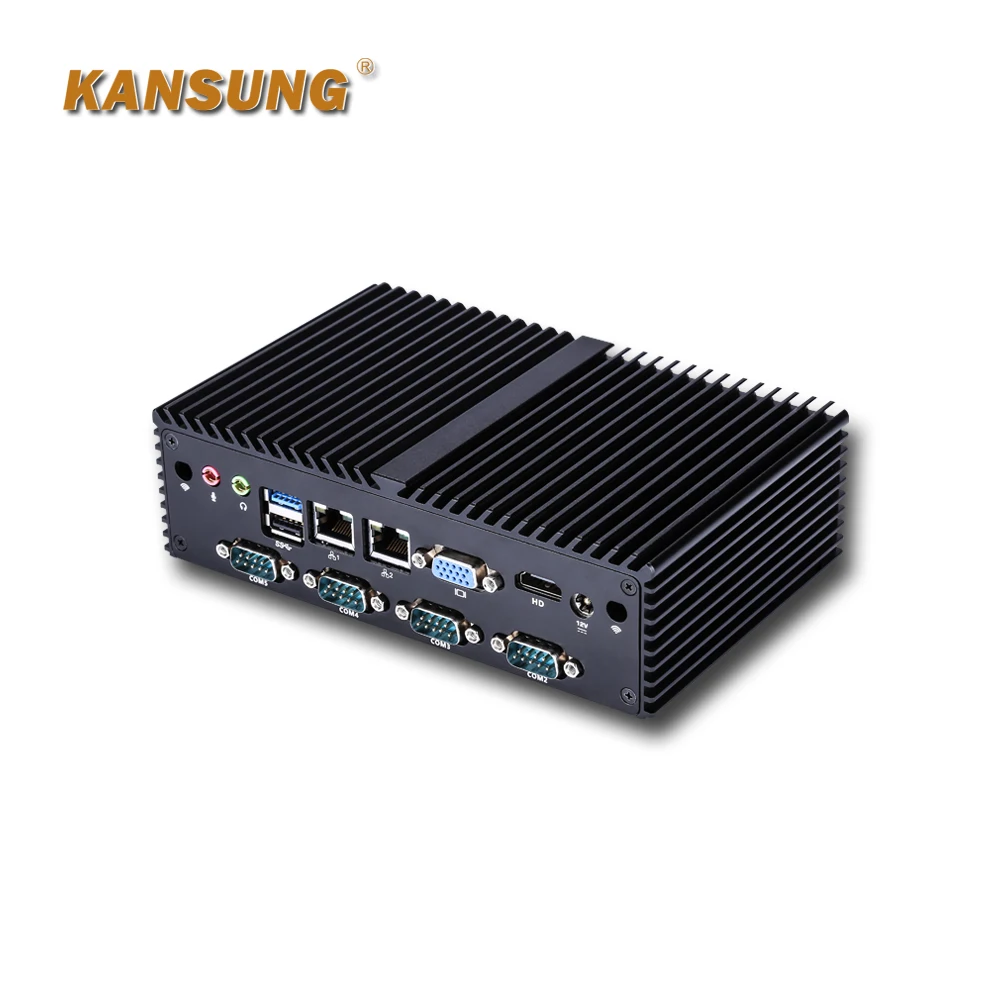 Kansung J1900 Quad Core Processor Ddr3l SO-DIMM Socket Tot 8G Met 2 Lan 7 Rs232 Com En 8 Usb Multi-Seriële Poort Mini Computer