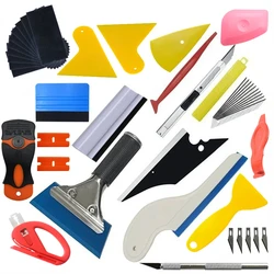 New Car Vinyl Tint Film Installation Tool Kit Rubber Scraper Magnetic Holder Wrapping Sticker Carving Knife with Spare Blades