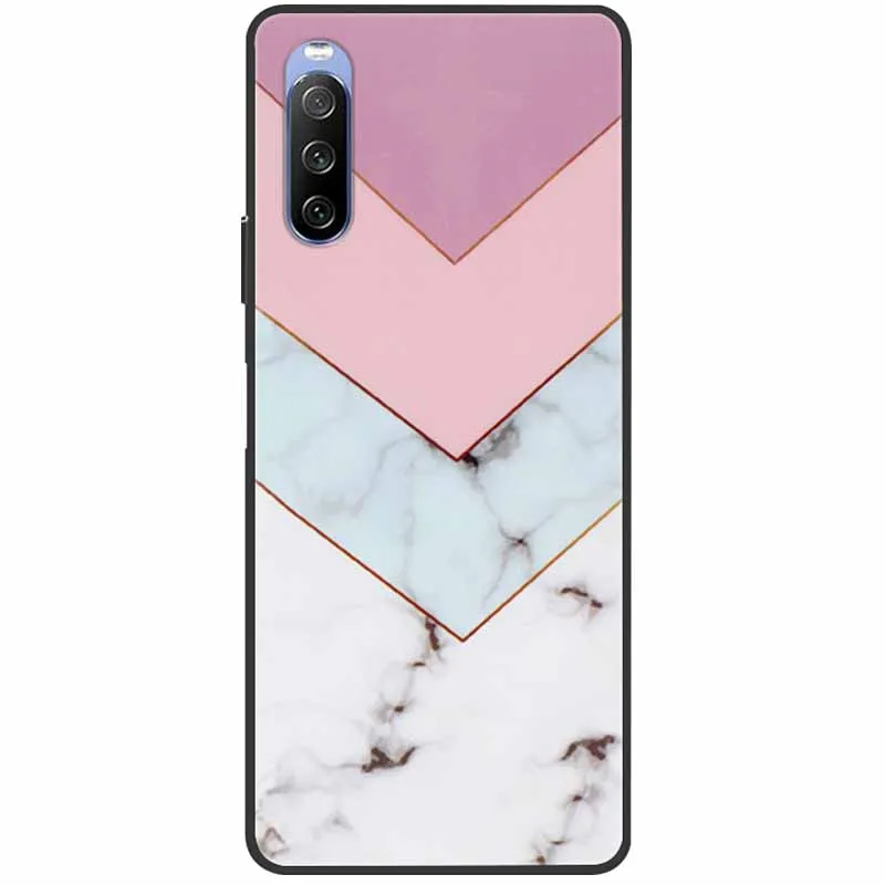 Soft Cover For Sony Xperia 10 III Case 5 III Soft Silicone Black Cases for Sony Xperia 1 III / Xperia1 XZ4 Covers Cool Marble