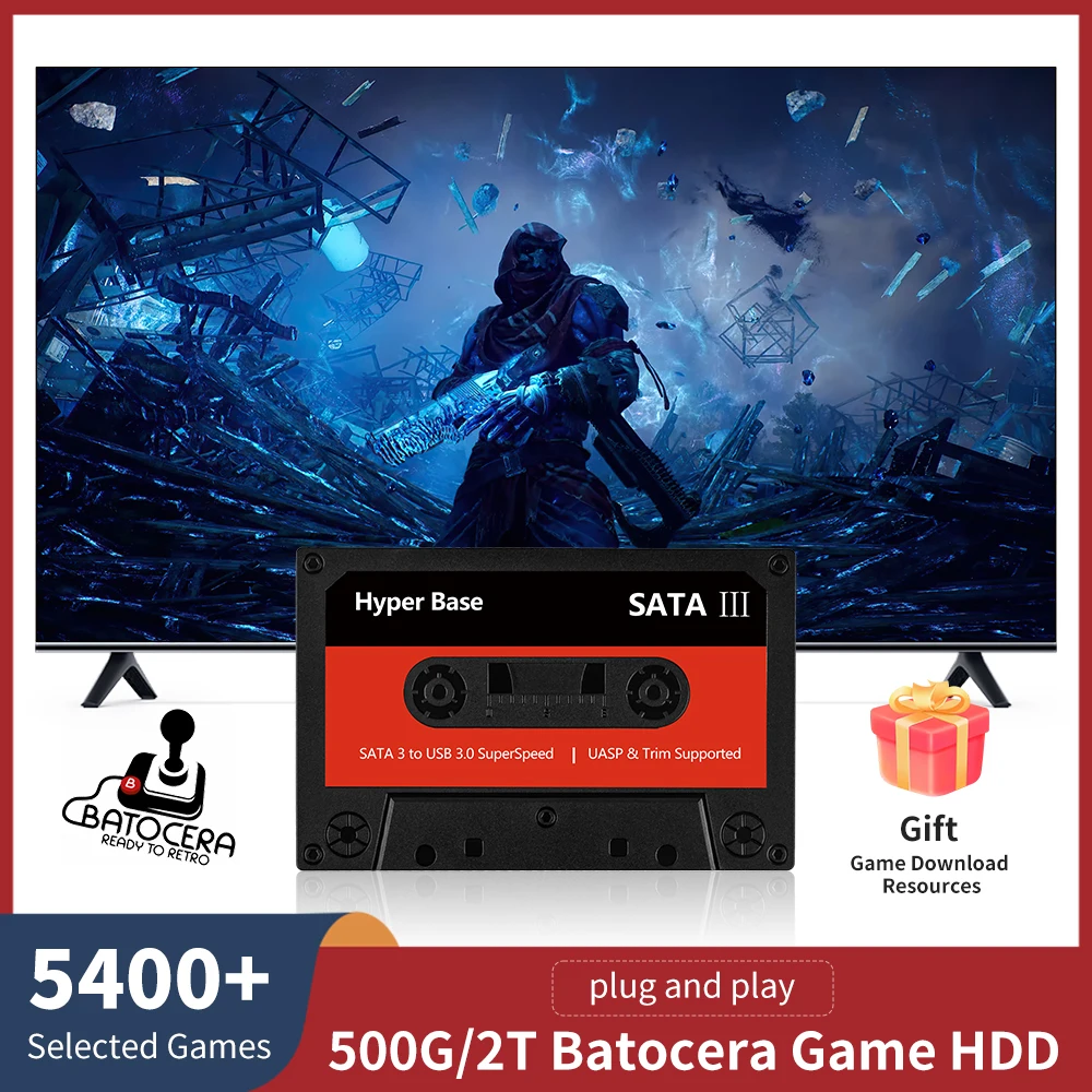 

External Portable 2T HDD Batocera 35 Game Console with 5400+Selected Best Games Of Each Large Emulator for PS3/PS2/SS/Naomi/XBOX