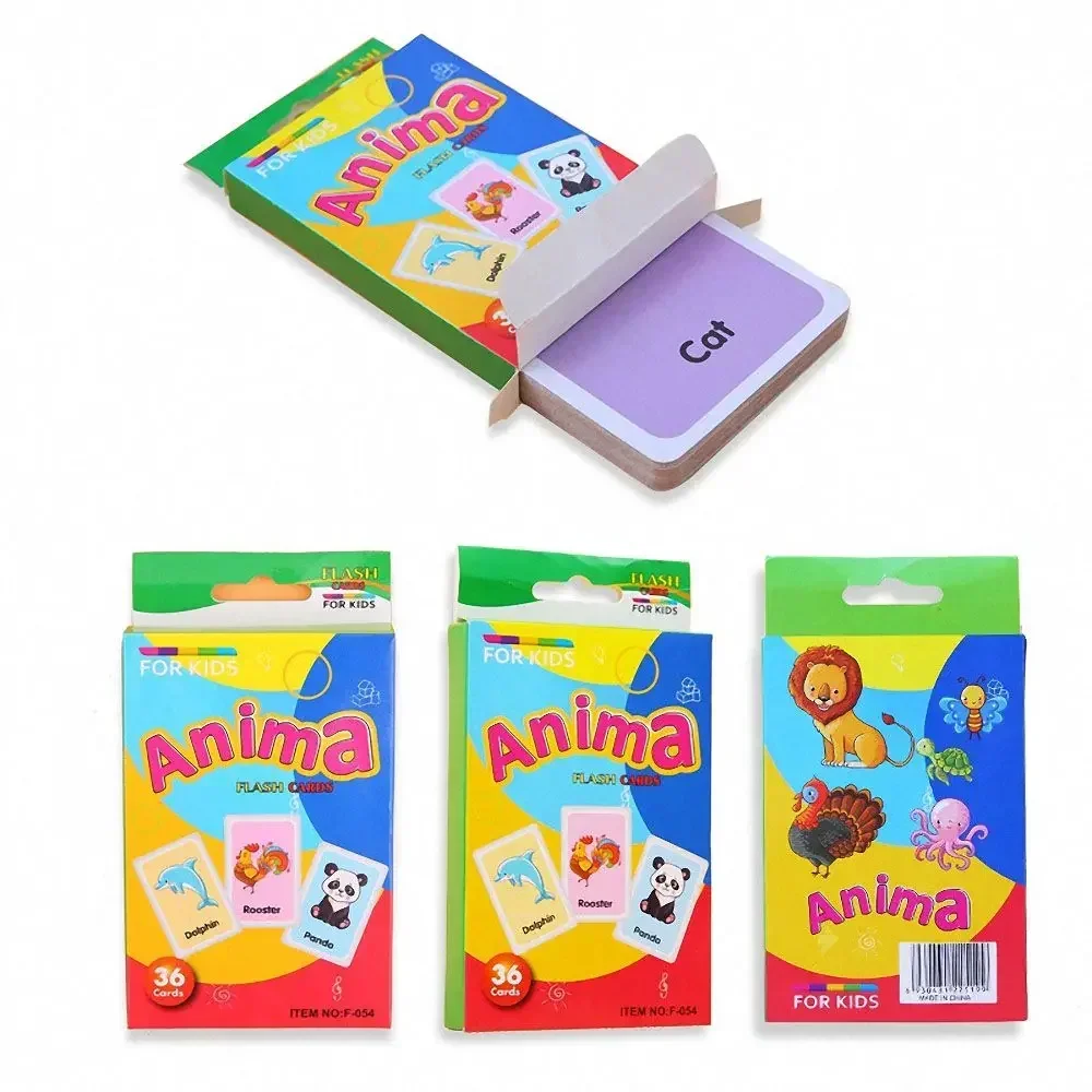 Jouets d'avertissement pour bébé, 1 pièce, jouet éducatif anglais, reconnaissance de forme, couleur, carte d'apprentissage des animaux pour enfants, jeu d'apprentissage précoce
