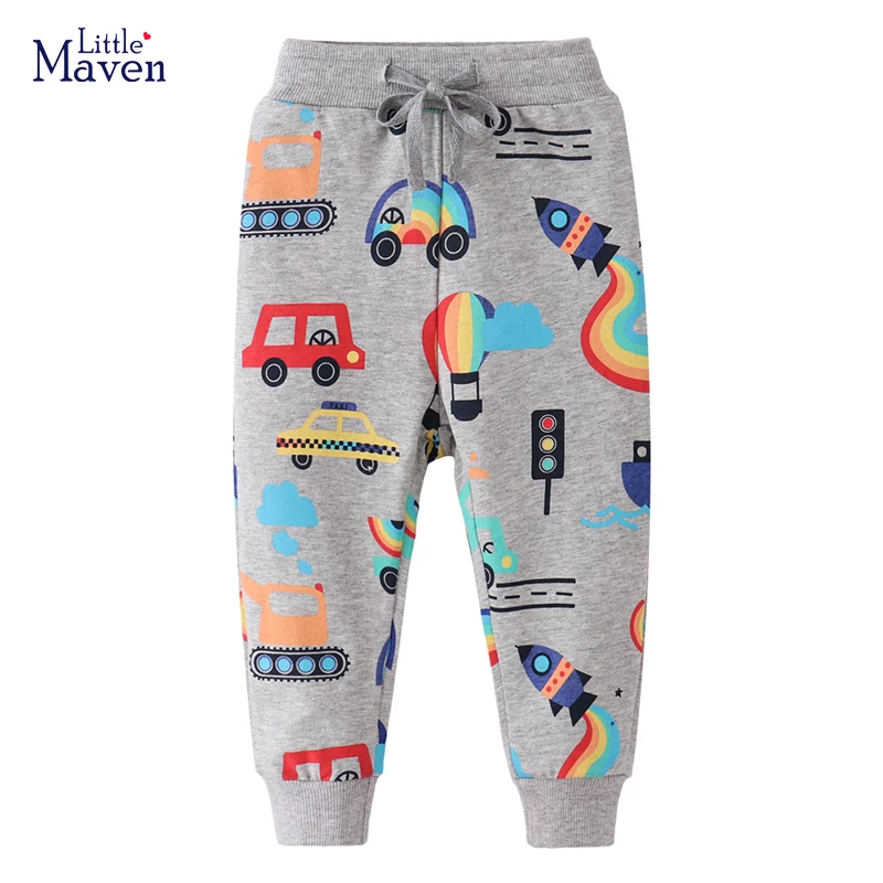 Little maven Cartoon Transportation Vehicles Trousers Children'Clothing Cotton Autumn Baby Boys Kids Clothes Sweatpants Pants