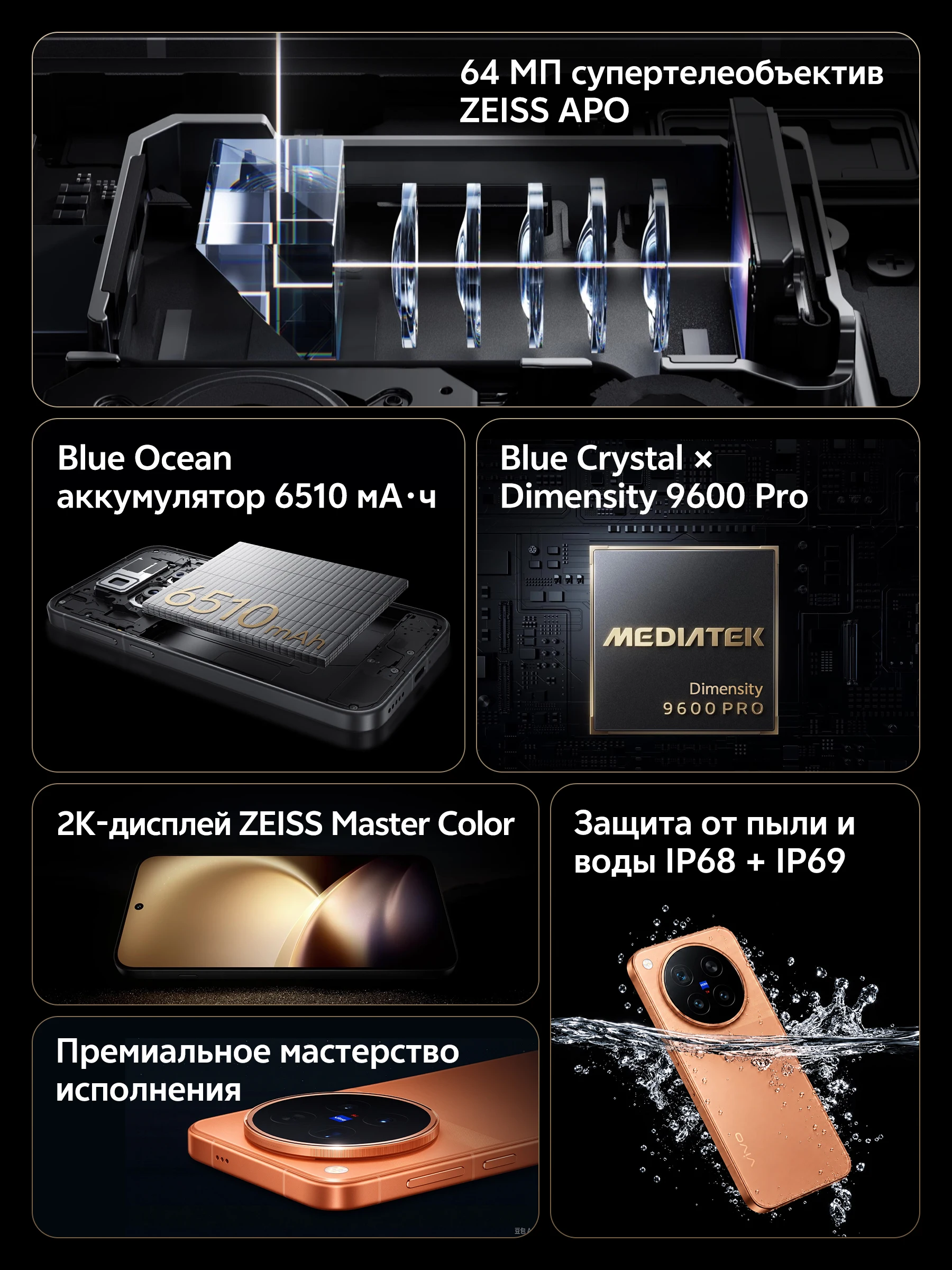 vivo X500 Pro Chinese Version 5G Smartphone 6.36‘’ 144Hz AMOLED Display MediaTek Dimensity 9600 Pro 50MP Main Camera NFC IP69