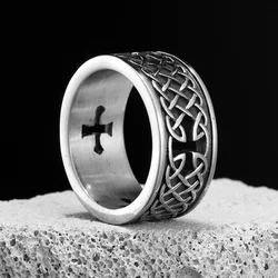 Viking Celtic Knot Cross Stainless Steel Womens Mens Rings Punk Vintage For Boyfriend Biker Jewelry Creativity Gift Wholesale