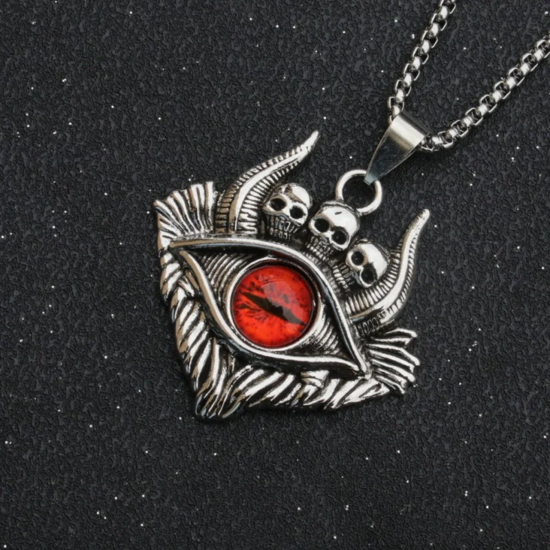 Fashion Retro Devil'S Eye Pendant Stainless Steel Necklace Men'S Babel Evil Men'S Creative Accessories