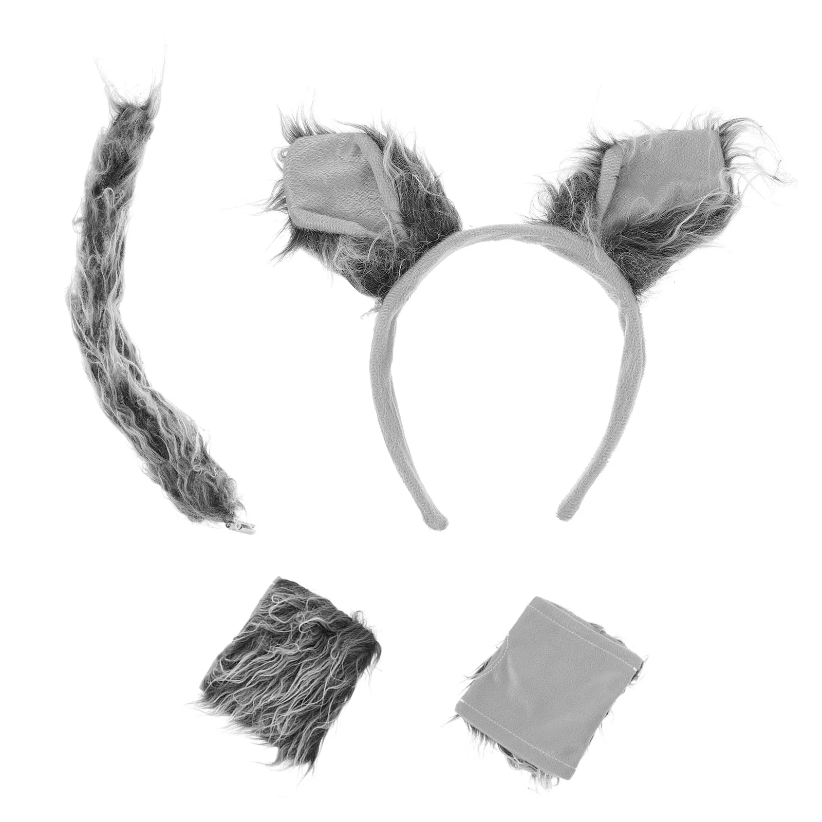 1 conjunto de acessórios para fantasia, bandana de orelha, luvas de cauda, decorações de festa, lobo, adereço para fantasia de festa