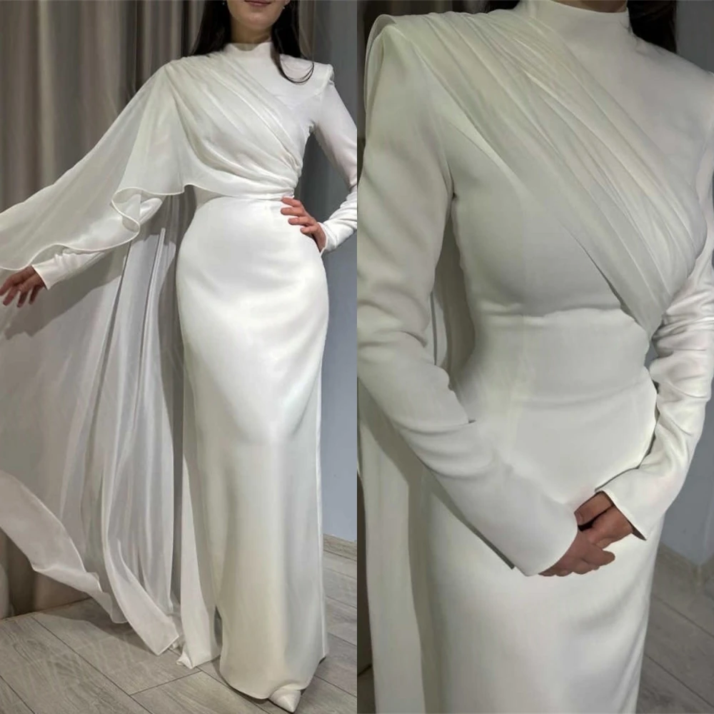 Customized High Collar Elegant Evening Dress and White Temperament High Quality Bespoke Occasion Gowns Formal Celebrity Gowns