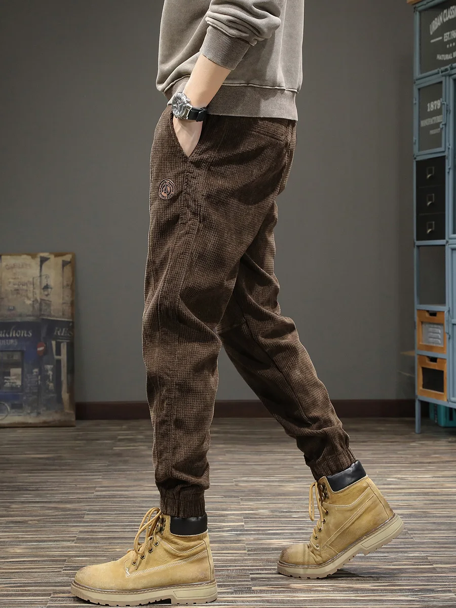 

Retro Fce Lined Loose Fit Men's Casual Pants Spring Trendy Brand American Sle Elastic Waist Sports Trousers Harajuku Sle