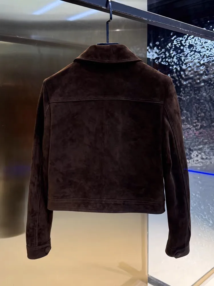 Giacca in pelle di qualità casual per donna 2025 Cappotto in pelle scamosciata di cashmere primaverile Donna dimagrante versatile Jaqueta Streetwear
