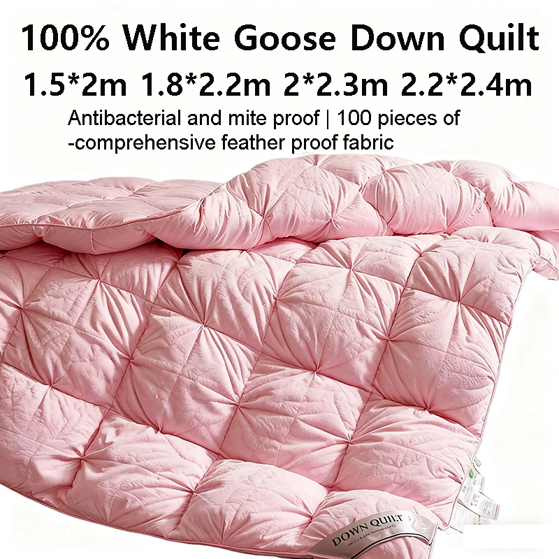 100% Goose Down Quilt Thick Winter Comforter Four Seasons Quilt King Size Duvet Hotel Camping 1.5*2/1.8*2.2/2*2.3/2.2*2.4m