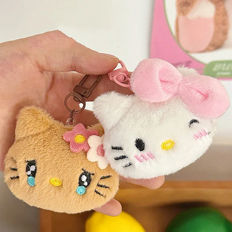 Sanria Keychain Anime Hello Kittys Soft Plush Key Ring Pendant for Women Girls Bag Charm Accessories Plushie Doll Toys wholesale