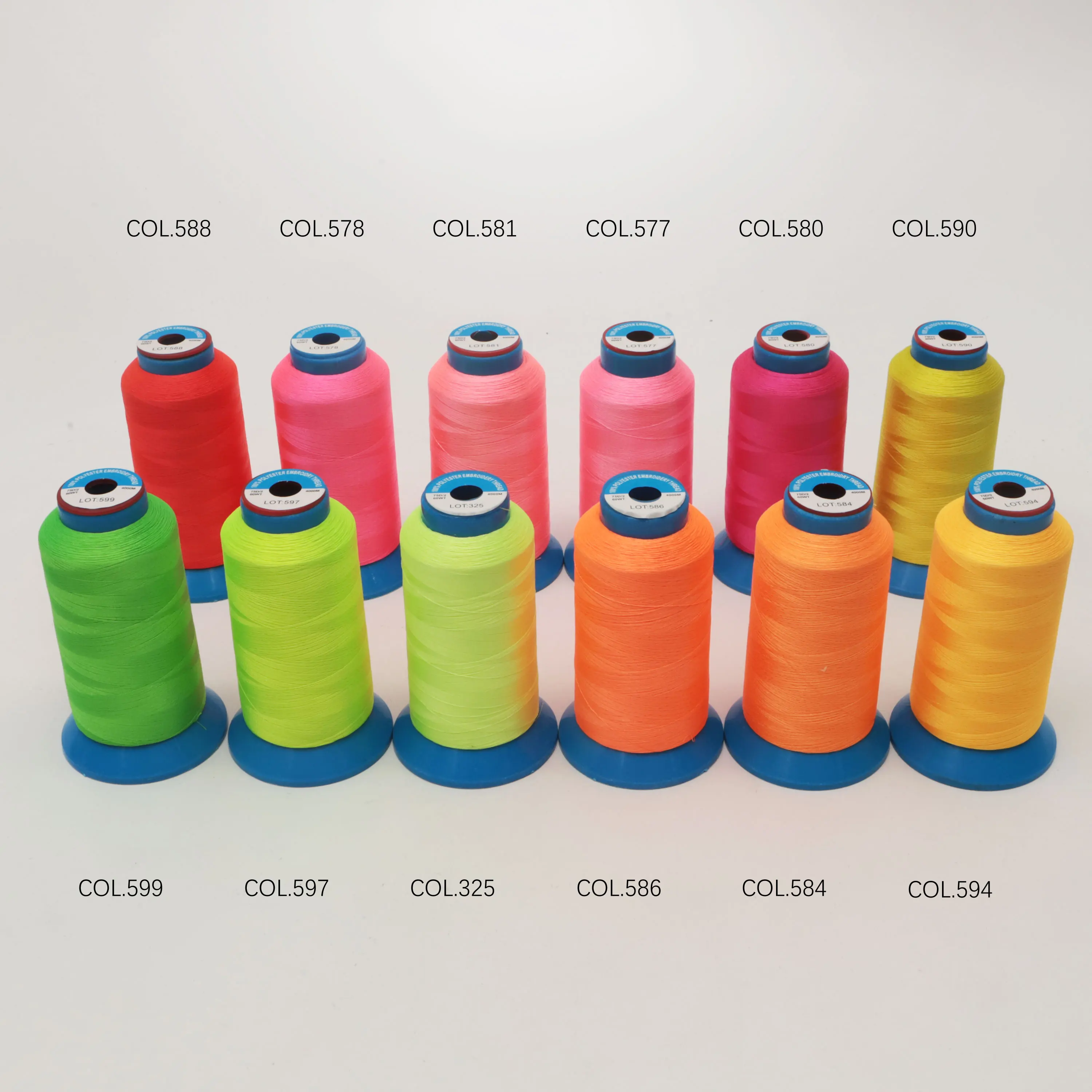 

12 Colors Set 60WT Thin Polyester Embroidery Thread 75D/2 4000 Meters For Brother Singer Pfaff Industrial Machine Fine Mogogram