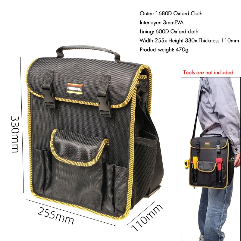 Electrician Tool Kit, Sturdy and Durable, Multi-functional Electrician Bag, One-shoulder Tool Storage Bag, Tool Bag