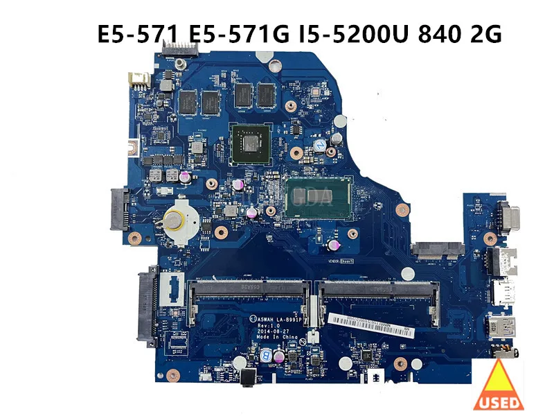 

I5-5200U CPU GT820M LA-B991P motherboard for Acer Aspire E5-571G V3-572G laptop motherboard/840M GPU NB.MLE11.003 DDR3 100%