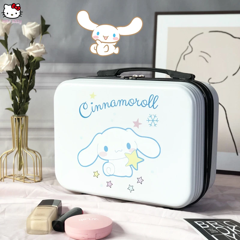 Anime melodia Kuromi Cinnamoroll walizka Sanrioed kosmetyczka Kawaii wysokiej pojemność przechowywania torba na kosmetyki przenośna podróż na