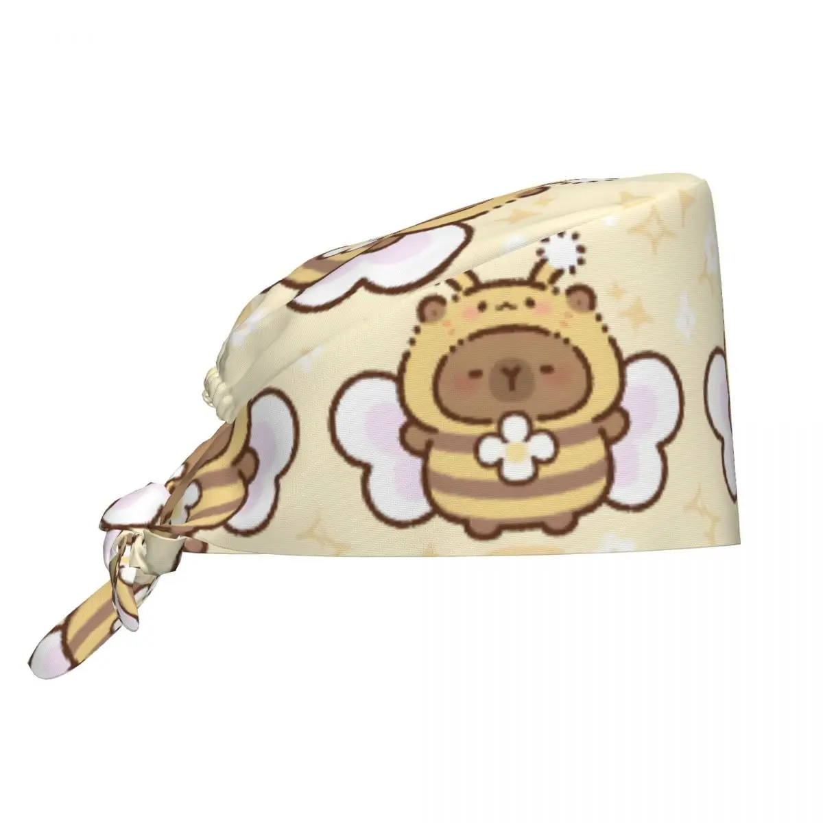 Custom Cute Bee Capybara Scrubs Cap Surgical Hats Women Men Cartoon Operating Room Cap Nursing Cap Lab Works Hat