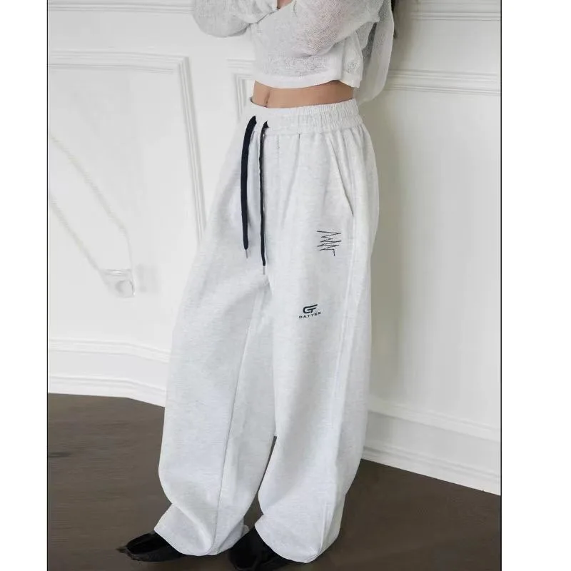 Deeptown Oversize Hip Hop Grey Sweatpants Woman Y2k America Style Casual Baggy Sports Pants Korean Joggers Streetwear Trousers