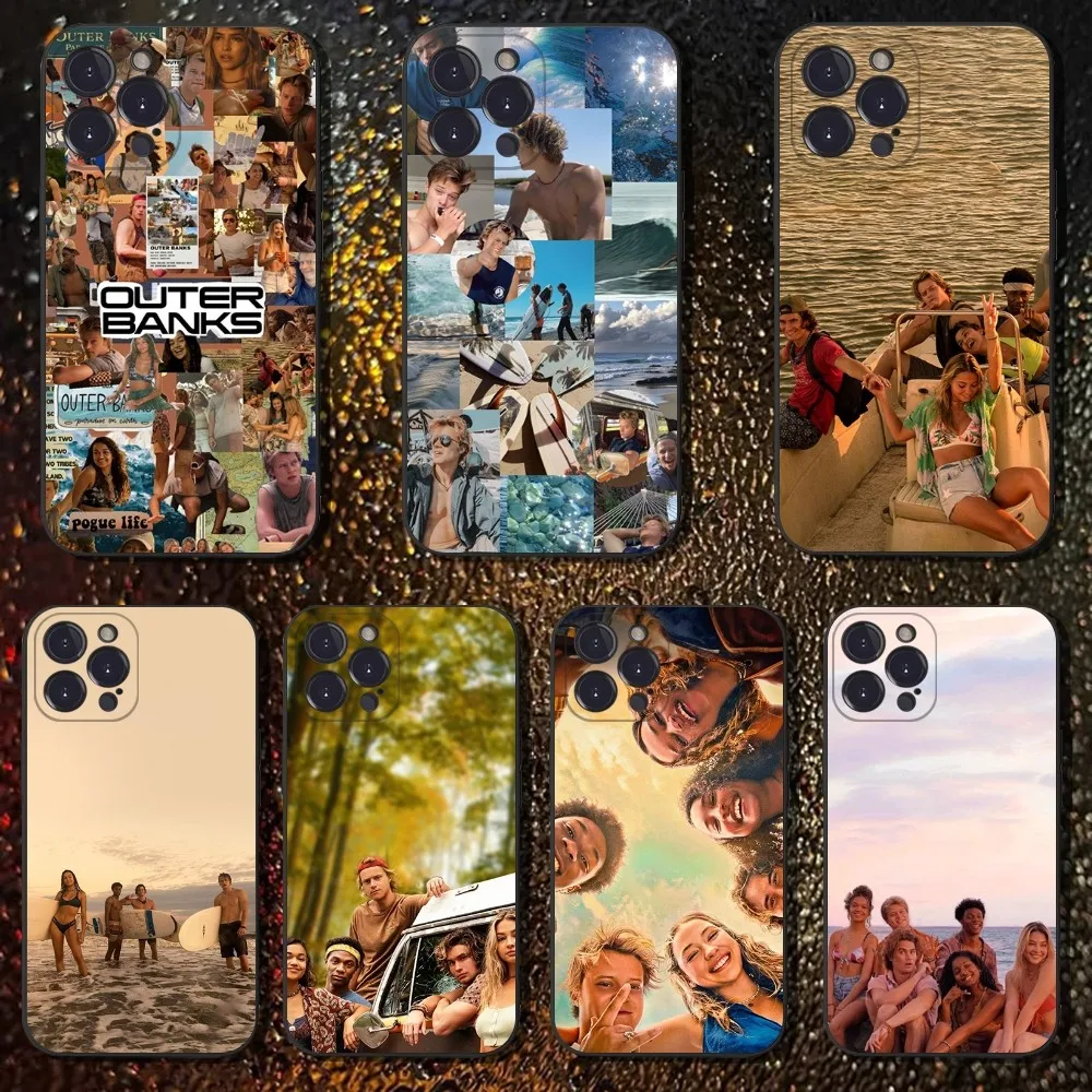 

O-Outer B-Banks Phone Case For iPhone 16,15,14,13,12,11 Plus,Pro Max,XS,X,XR,SE,Mini,8,7,Soft Silicone Black Cover