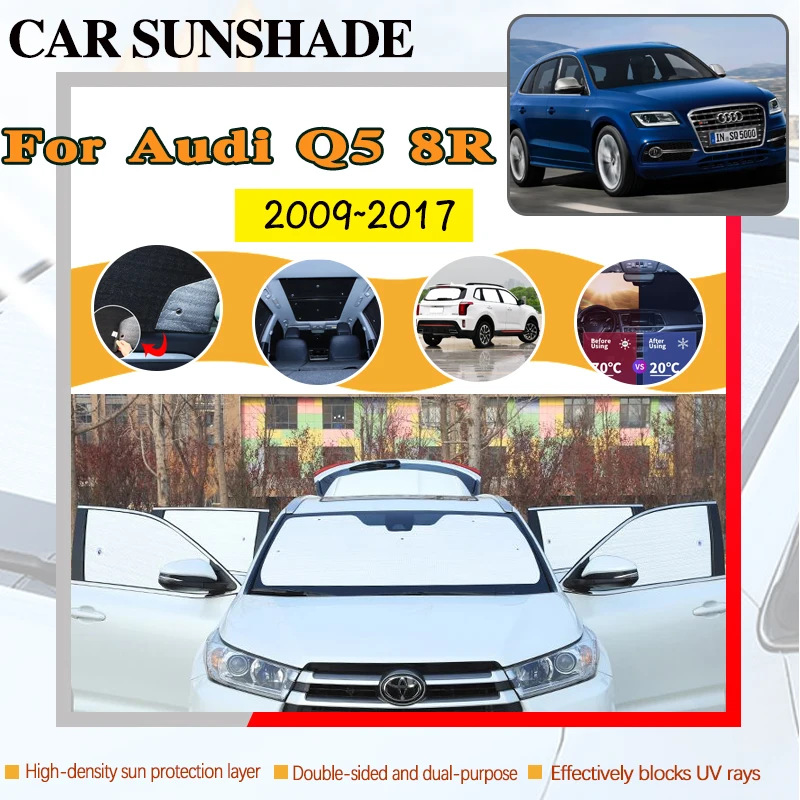 

Car Full Cover Sun Visor For Audi Q5 8R 2009 2010 2011 2012 2013~2017 Car Parasol Black Sliver Window Sun Protection Accessories