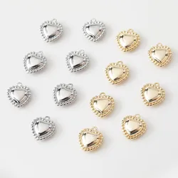 4PCS  Small Heart Pendant Charms for Jewelry Making Findings DIY Hand Made Brass 14k Gold Plated Accessories 12*13mm