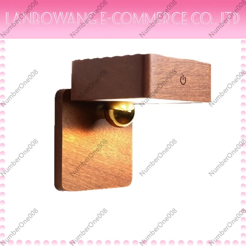 Wooden Magnetic Detachable Wall Light Wireless Rechargeable Touch Control Dimmable LED Night Lamp for Bedroom